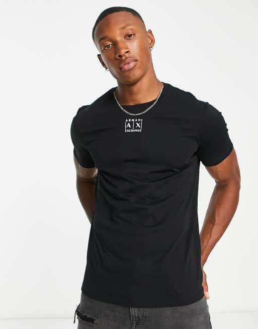 Armani Exchange small logo t-shirt in black | ASOS