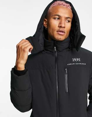 armani exchange puffer jacket black