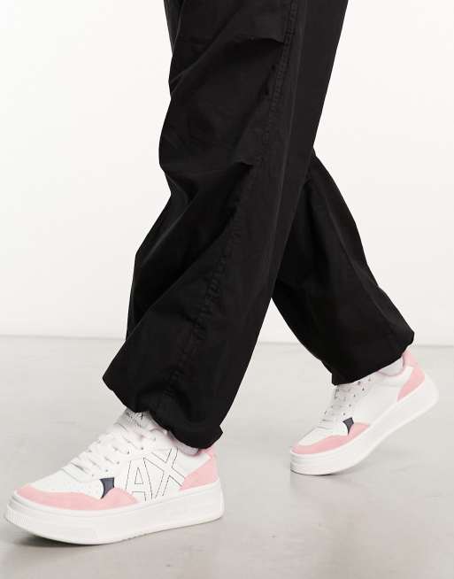 Armani Exchange sneakers in white and pink ASOS