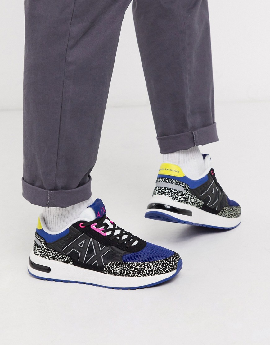 Armani Exchange - Sneakers multicolore con logo-Nero