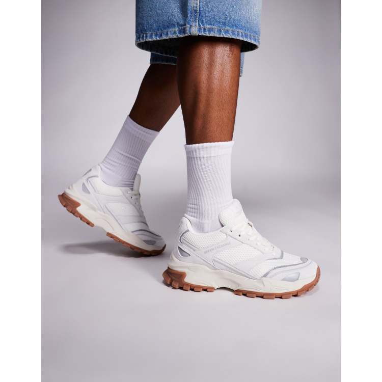 Armani Exchange sneakers with gum soles in off white | ASOS