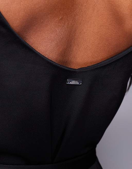 Armani Exchange - Sort midikjole med A-form og bælte, 3 af 4