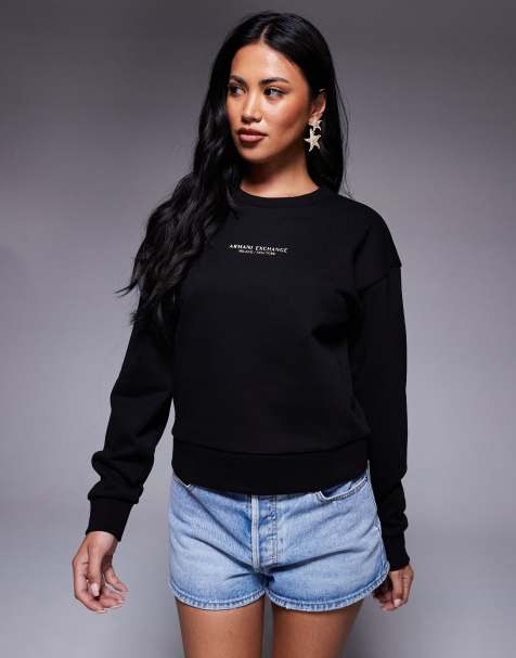 Armani Exchange - Sort og guldfarvet sweatshirt med centralt logo - view 1