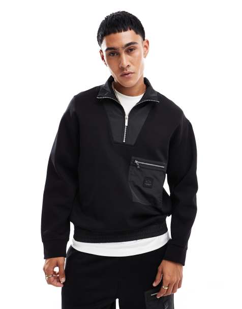 Armani Exchange - Sort sweatshirt med kort lynlås og lomme med lynlåsdetalje - Del af sæt - view 1