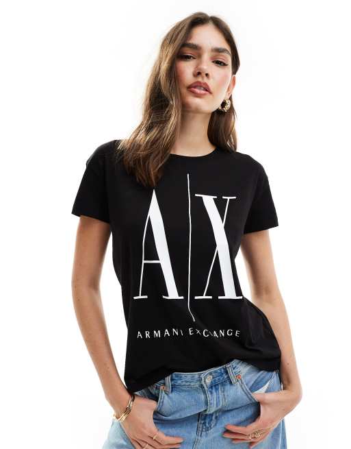 Armani Exchange - Sort T-shirt i boyfriend-pasform