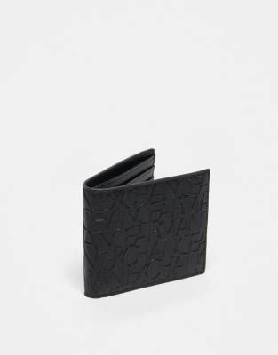 Armani Exchange - Sort tegnebog med præget logomønster