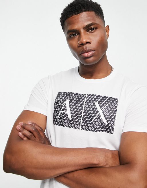 Armani Exchange spotted text logo print t-shirt in white | ASOS