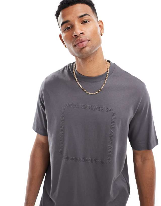 Armani Exchange - square logo t-shirt in grey