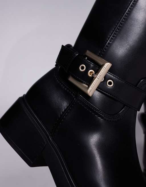 Armani Exchange - Stivali al ginocchio neri con fibbia, 3 di 4
