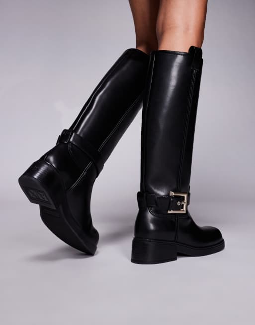 Armani Exchange - Stivali al ginocchio neri con fibbia, 4 di 4