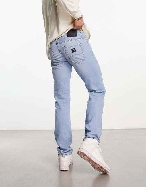 Armani Exchange straight jeans in light wash blue ASOS