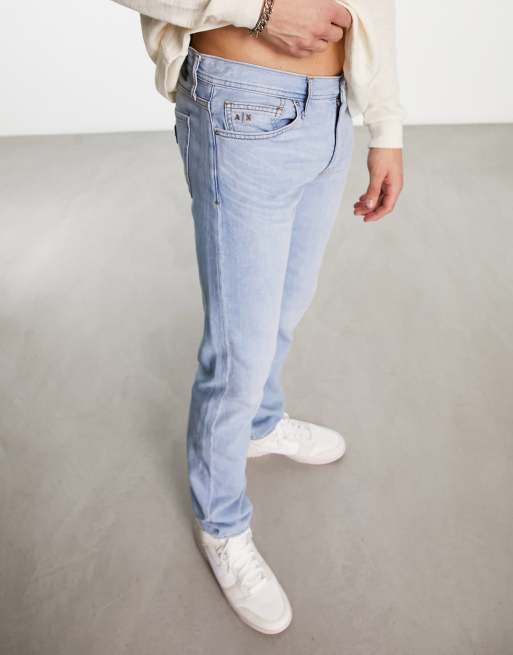 Armani Exchange straight jeans in light wash blue ASOS