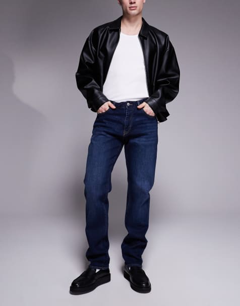 Armani Exchange straight leg jeans in dark wash blue - view 1