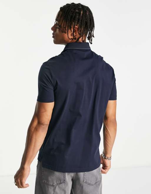 Armani Exchange stripe arm polo shirt in navy ASOS