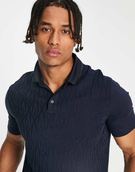 Armani Exchange stripe arm polo shirt in navy | ASOS