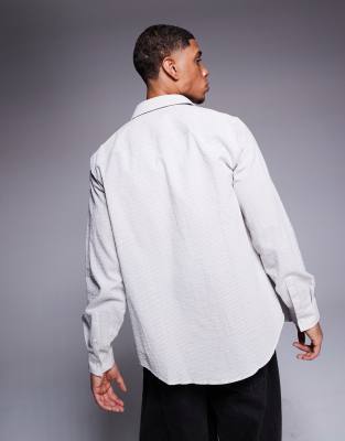 Armani Exchange Striped Logo Shirt In White