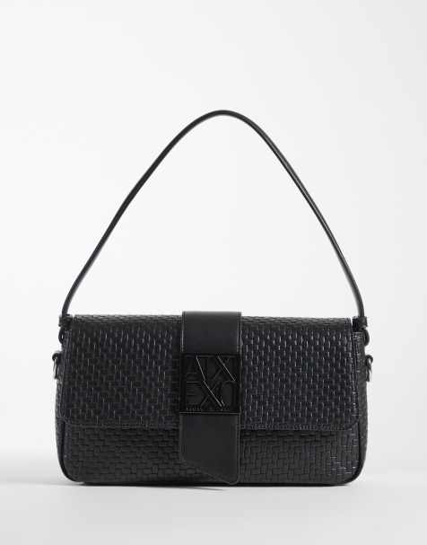 Armani Exchange Susy soft woven shoulder bag in black - view 1
