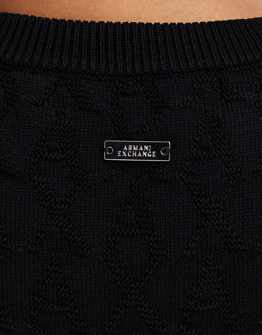 Armani Exchange – Svart, finstickad klänning, 3 av 4