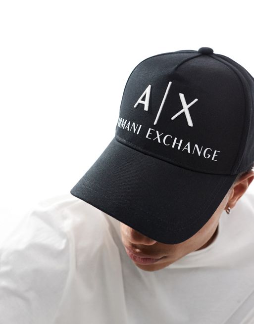 Armani Exchange – Svart och vit baseball-keps med stor logga