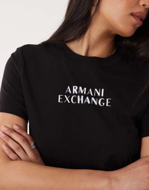 Armani Exchange – Svart t-shirt med centrerad logga, 3 av 4