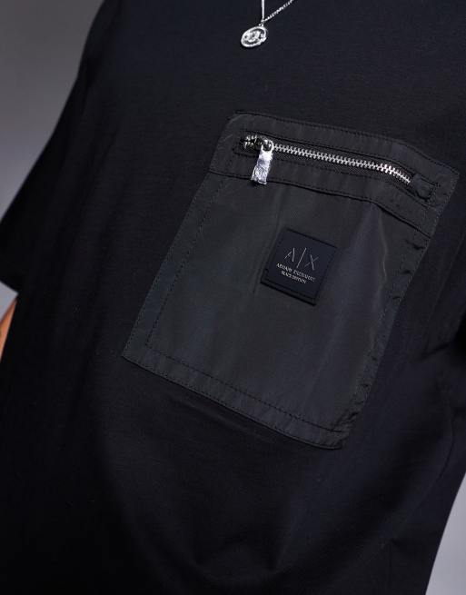Armani Exchange – Svart t-shirt med ficka med dragkedja, 4 av 4