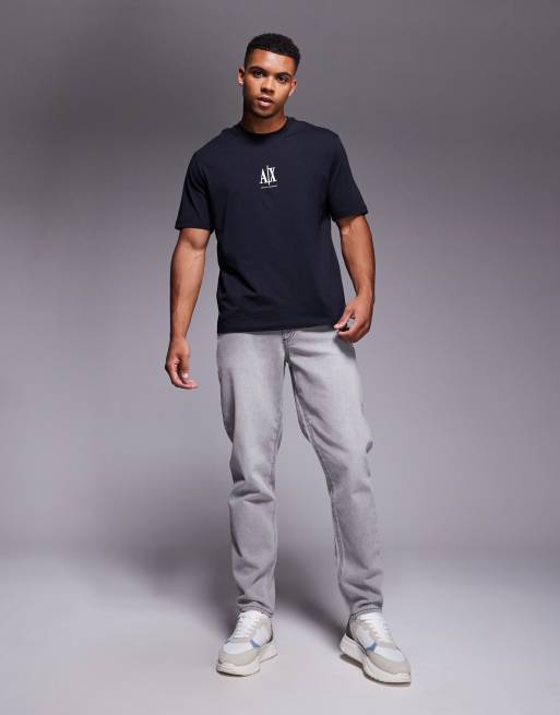 Armani Exchange – Svart t-shirt med korta ärmar och centrerad logga, 4 av 4