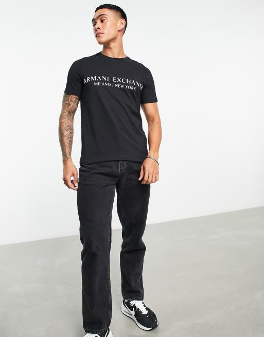 Armani Exchange – Svart t-shirt med Milano/New York-logga, 3 av 4