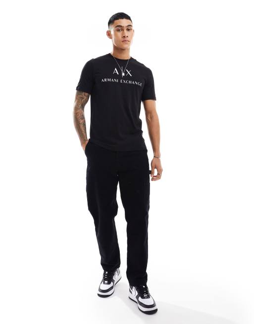Armani Exchange – Svart t-shirt med smal passform och logga på bröstet, 2 av 4