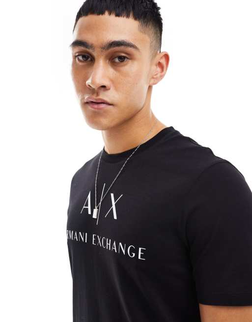 Armani Exchange – Svart t-shirt med smal passform och logga på bröstet, 4 av 4