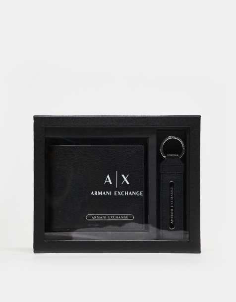 Armani Exchange – Svart, vikbar plånbok i läder med logga - view 1