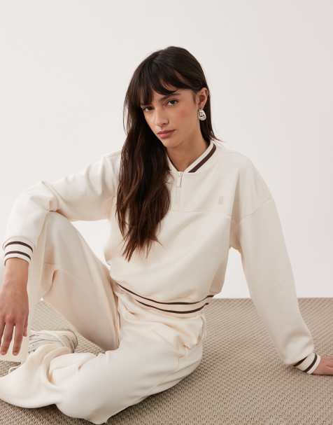 Armani Exchange - Sweat d'ensemble à fermeture éclair et liserés - Écru - view 1