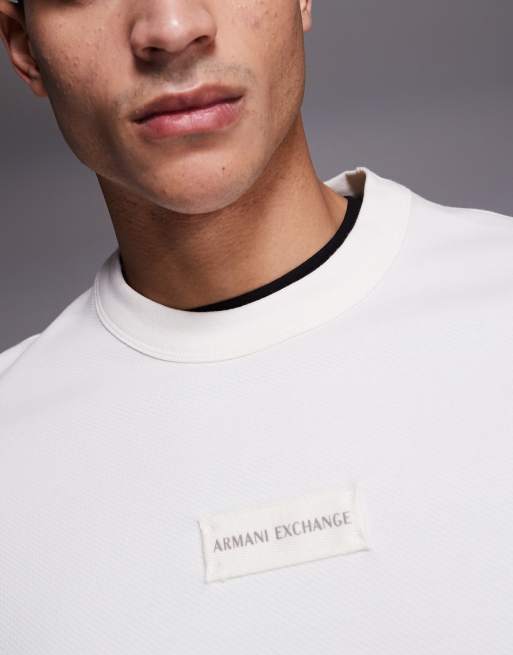 Armani Exchange - Sweat-shirt avec logo sur la poitrine - Crème, 5 de 5
