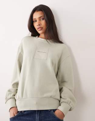 Armani Exchange - Sweatshirt in Ecru mit Logo-Weiß