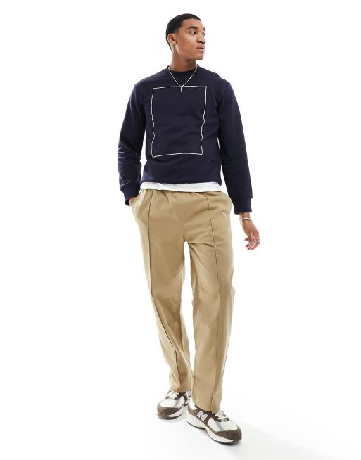 Armani Exchange – Sweatshirt in Marineblau mit großem Rechtecklogo