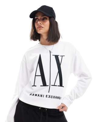 Armani Exchange - Sweatshirt in Weiß mit großem Logo