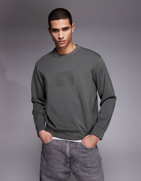 Armani Exchange sweatshirt med logga på bröstet i grått - view 1