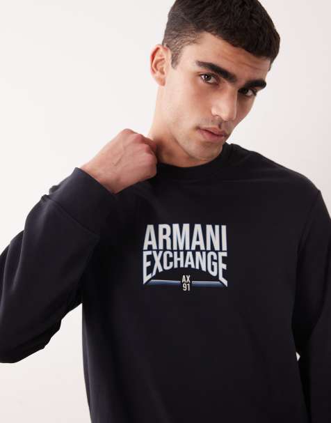 Armani Exchange sweatshirt med logo på brystet i navy - view 1