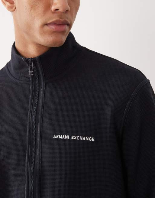 Armani Exchange sweatshirt med lynlås og logo på brystet i navy, 4 af 5