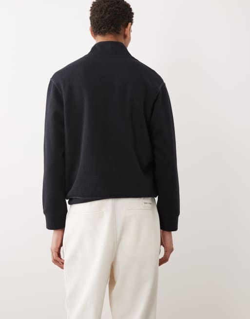 Armani Exchange sweatshirt met rits en logo op de borst in navy, 5 van 5
