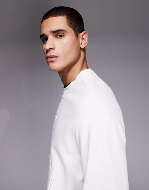Armani Exchange sweatshirt with chest logo in cream, 4 of 5