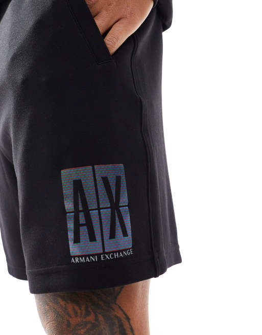 Armani Exchange Sweatshort met omkaderd logo aan de zijkant in