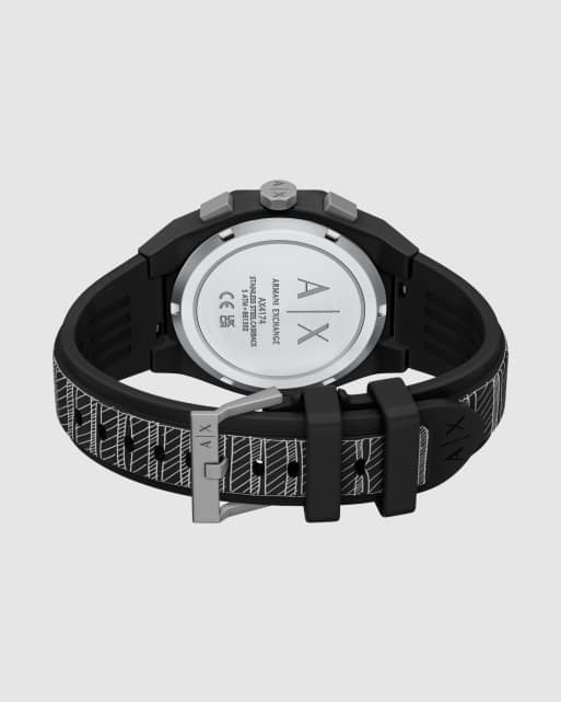 Armani Exchange Sync chronograph black silicone watch in black, 4 of 4