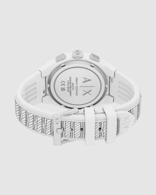 Armani Exchange Sync chronograph white silicone watch in white, 4 of 4