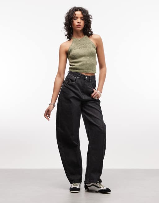 Armani Exchange szydełkowy top z połyskiem w kolorze khaki, 2 z 4