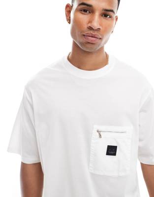 Armani Exchange - T-shirt à poche zippée - Blanc cassé - view 1