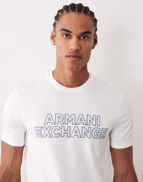 Armani Exchange - T-shirt avec logo sur la poitrine - Blanc cassé - view 1