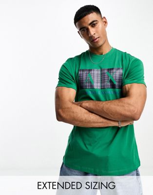 Armani Exchange tartan logo t-shirt in green - ASOS Price Checker