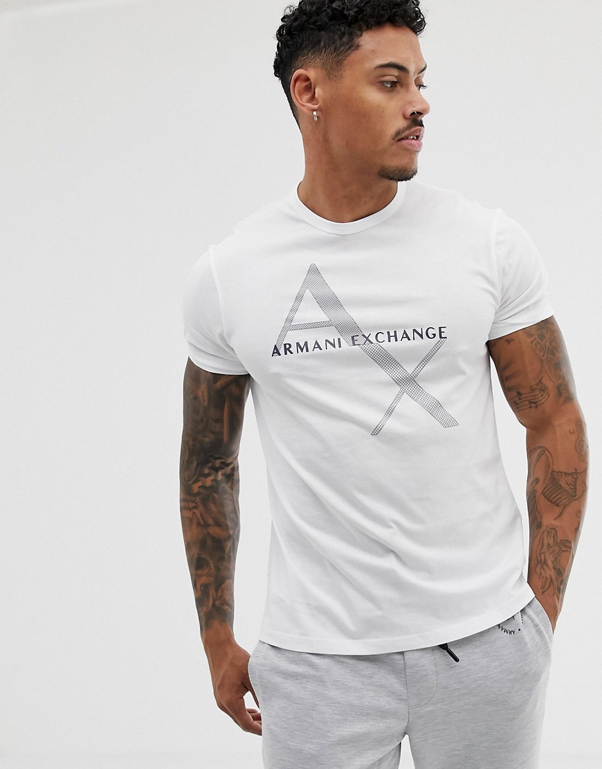 Armani Exchange - T-shirt bianca con logo grande-Bianco