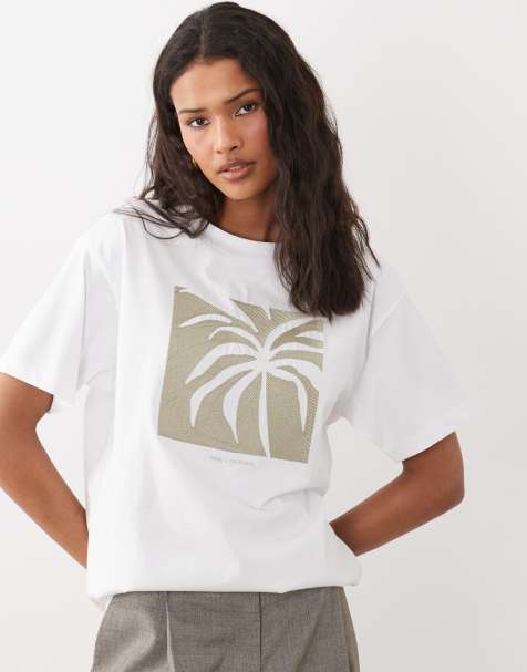 Armani Exchange - T-shirt bianca con perline e palme - view 1