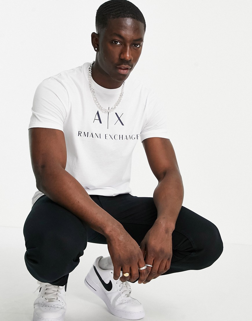 Armani Exchange - T-shirt bianca con scritta del logo-Bianco